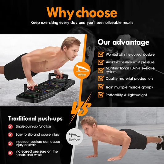 Portable Home Gym Push-Up Board System – Full Body Workout Kit